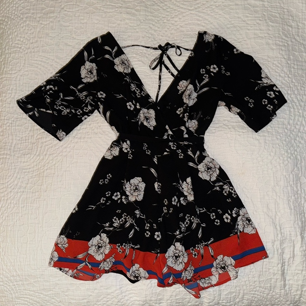 Short romper with open back